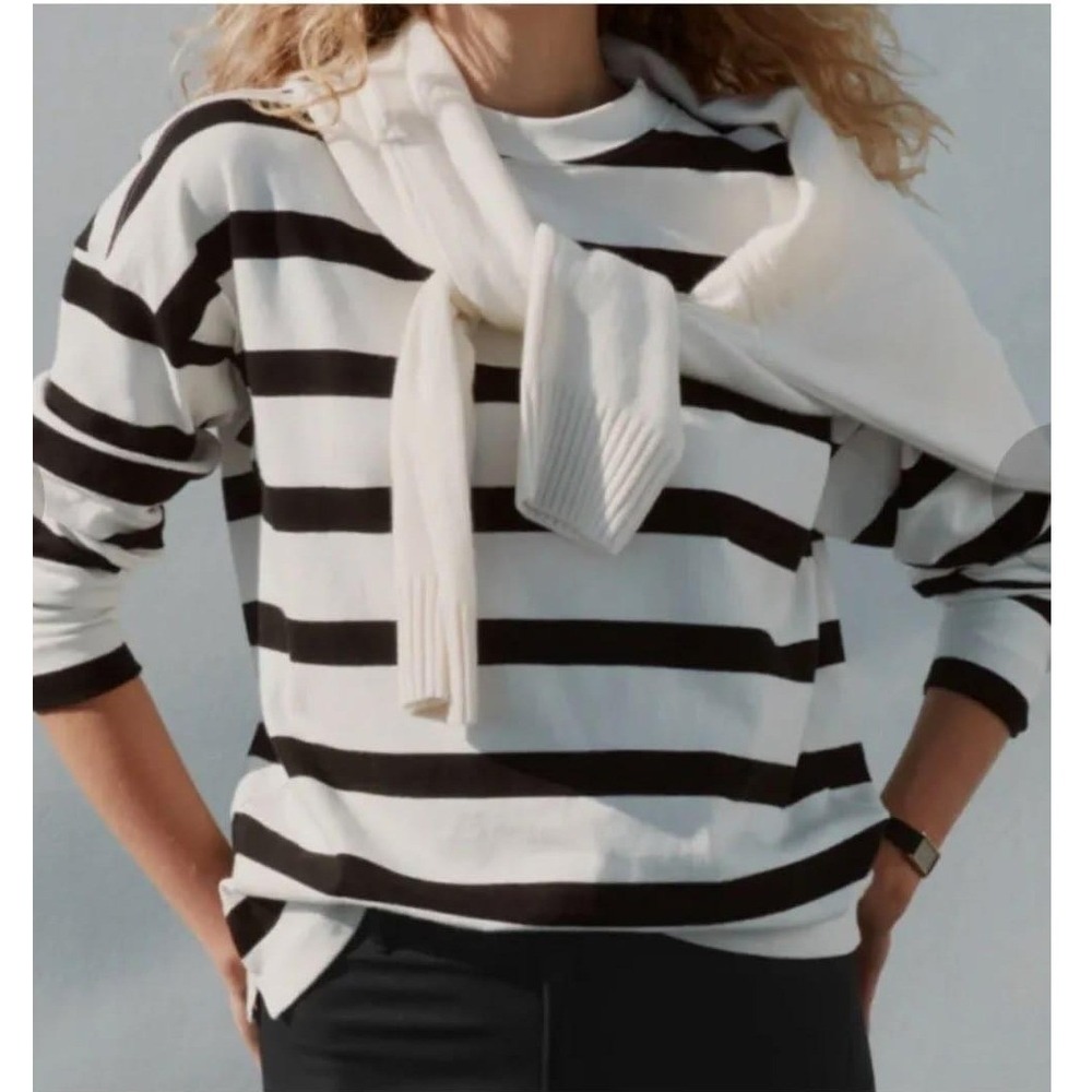 AYR Early Mornings Tee M Black White Stripe Minimalist Heavyweight Relaxed Fit